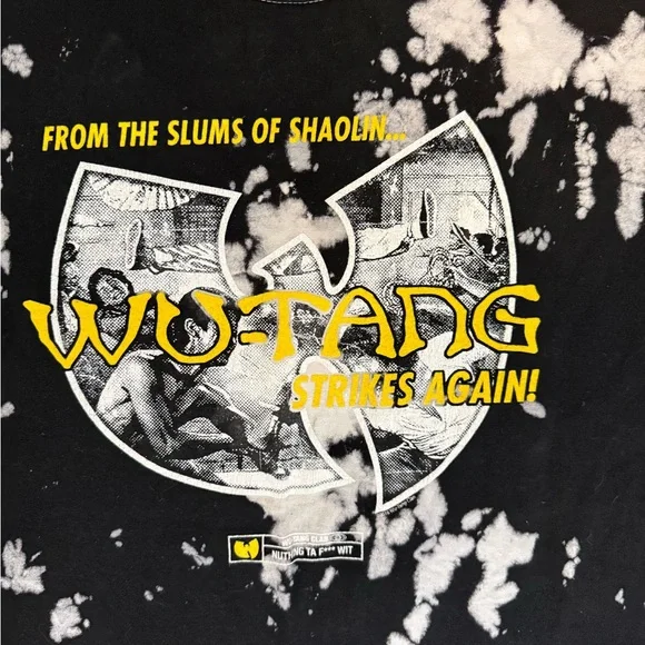 Wu Tang Clang Strikes Again Black and White Tie-Dye Tee Shirt - Picture 2 of 4
